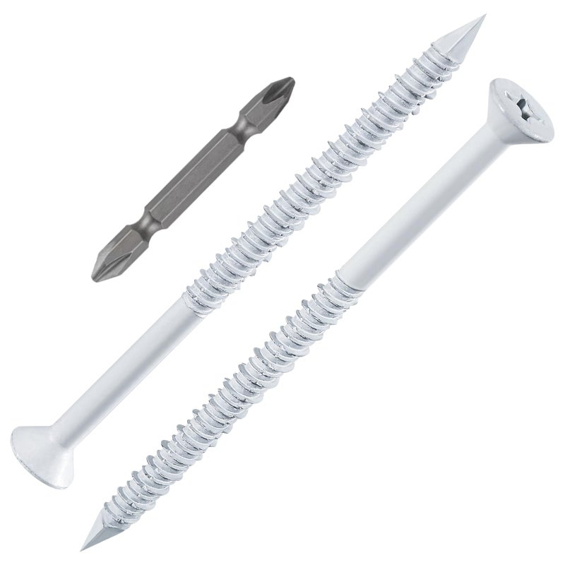 WenSilon(30 PCS) 1/4"" x4 White Concrete Screw Anchor White Flat Head for Anchoring to Masonry, Block or Brick Stucco - Image 1